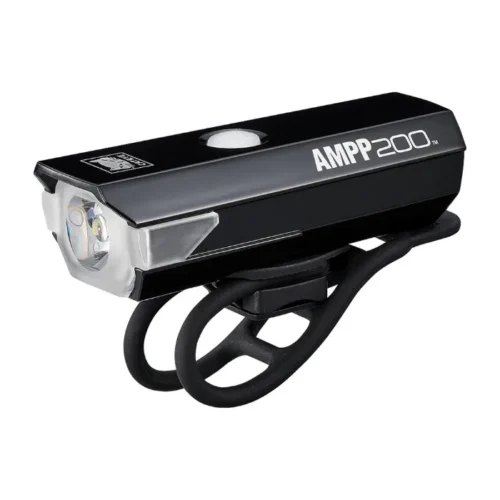 Compact Bike Light Set mounted on bicycle frame Rechargeable Bike Light Set in black color 200 lumens bike light for night visibility