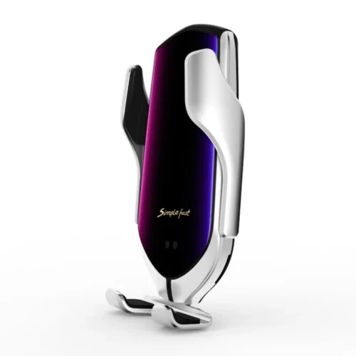 Wireless car charger on air vent Phone held in car charger Adjustable wireless car charger